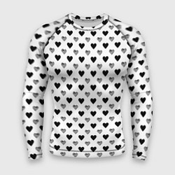 Рашгард мужской Черно-белые сердечки, цвет: 3D-принт
