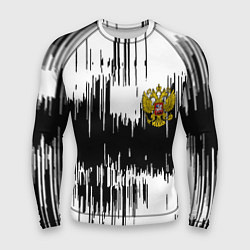 Рашгард мужской Россия герб штриховка, цвет: 3D-принт