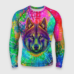 Рашгард мужской Цветной волк, цвет: 3D-принт
