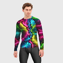 Рашгард мужской Трещина - неон, цвет: 3D-принт — фото 2