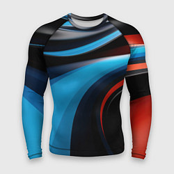 Рашгард мужской Черные и синии волны спортивный стиль, цвет: 3D-принт
