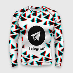 Рашгард мужской Telegram logo pattern steel, цвет: 3D-принт