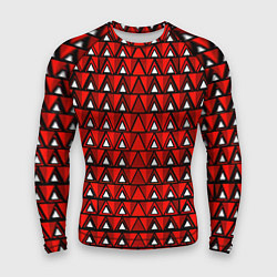 Рашгард мужской Узор из треугольников с чёрной обводкой красный, цвет: 3D-принт