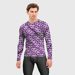 Рашгард мужской Фиолетово-белый узор на чёрном фоне, цвет: 3D-принт — фото 2