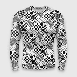 Рашгард мужской Современный черно белый геометрический узор, цвет: 3D-принт