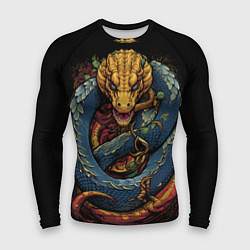 Рашгард мужской Желто-синий дракон муай-тай, цвет: 3D-принт