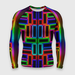 Рашгард мужской Цветные светящиеся прямоугольники, цвет: 3D-принт