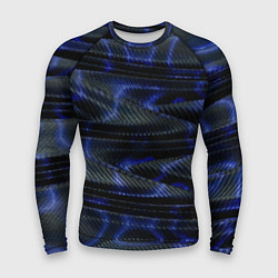 Рашгард мужской Темно синие карбоновые волны, цвет: 3D-принт