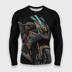 Рашгард мужской Темный мотоцикл на черном фоне, цвет: 3D-принт