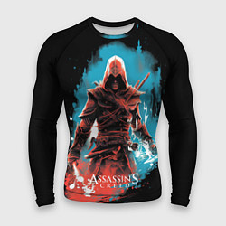 Мужской рашгард Assassins creed фон абстрактный