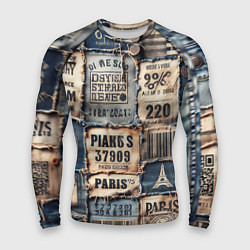 Рашгард мужской Пэчворк джинсы из Парижа, цвет: 3D-принт