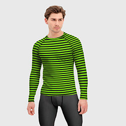Рашгард мужской Кислотный зелёный в чёрную полоску, цвет: 3D-принт — фото 2
