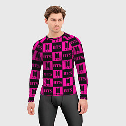 Рашгард мужской BTS pattern pink logo, цвет: 3D-принт — фото 2