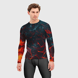 Рашгард мужской Темная абстракция с разломом красных плит, цвет: 3D-принт — фото 2