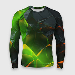 Рашгард мужской Зеленая абстрактная неоновая текстура, цвет: 3D-принт