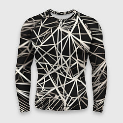 Рашгард мужской Белые хаотичные линии на чёрном фоне, цвет: 3D-принт