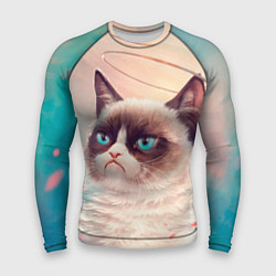 Мужской рашгард Мемный кот Grumpy Cat с нимбом
