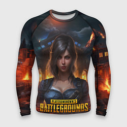Мужской рашгард Женский PUBG девушка в огне