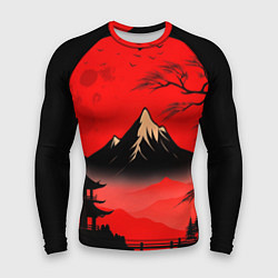 Мужской рашгард Красный закат и горы