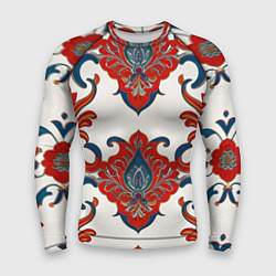 Мужской рашгард Узор красно-синий на белом фоне