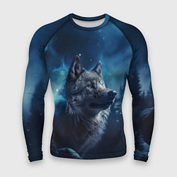 Мужской рашгард Голова волка и небо