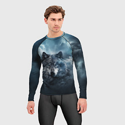 Рашгард мужской Волк ночью под луной, цвет: 3D-принт — фото 2