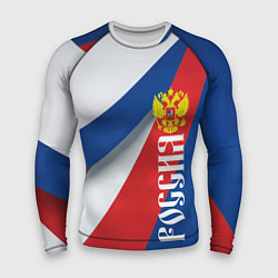 Рашгард мужской Цвета флага России и герб, цвет: 3D-принт