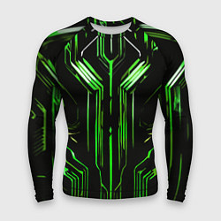 Рашгард мужской Green stripes on a black background, цвет: 3D-принт
