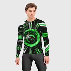 Рашгард мужской Чёрно-зелёная сфера киберпанк, цвет: 3D-принт — фото 2