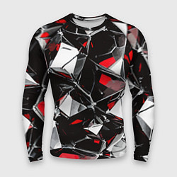 Рашгард мужской Красно-белый паттерн на чёрном фоне, цвет: 3D-принт