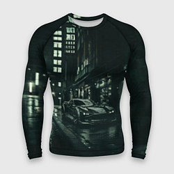 Рашгард мужской Спорткар на тёмной улице, цвет: 3D-принт