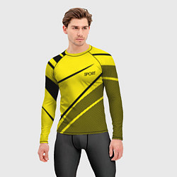 Рашгард мужской Sport жёлтый с чёрным точечный, цвет: 3D-принт — фото 2