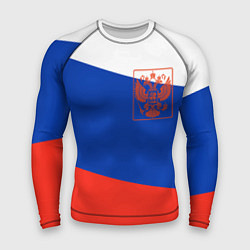 Рашгард мужской Россия флаг с гербом, цвет: 3D-принт