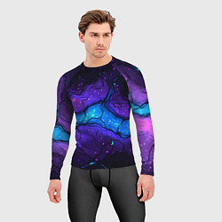 Рашгард мужской Синяя звездная полоса в плите текстура, цвет: 3D-принт — фото 2