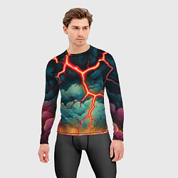 Рашгард мужской Молнии в виде разлома, цвет: 3D-принт — фото 2