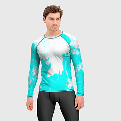 Рашгард мужской Голубой огонь текстура, цвет: 3D-принт — фото 2