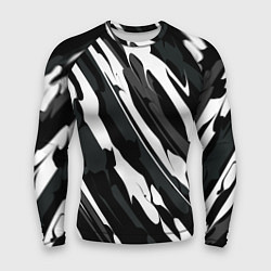 Рашгард мужской Разводы белым на черном, цвет: 3D-принт