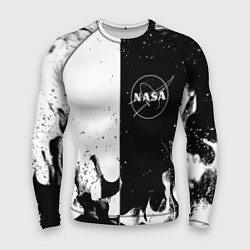 Мужской рашгард Nasa черно белый огонь