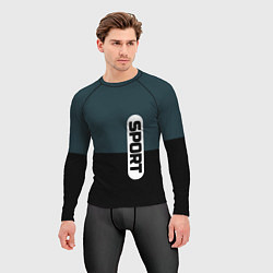 Рашгард мужской Sport чёрно-синий с белым, цвет: 3D-принт — фото 2