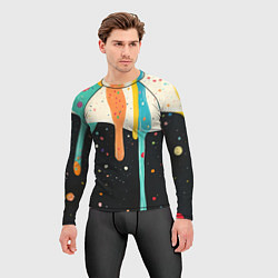 Рашгард мужской Разноцветные капли текстура, цвет: 3D-принт — фото 2