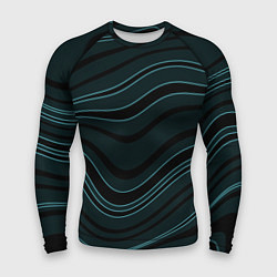 Рашгард мужской Тёмный синий волнистые полосы, цвет: 3D-принт