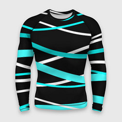 Мужской рашгард Чёрный с бело-голубыми полосами