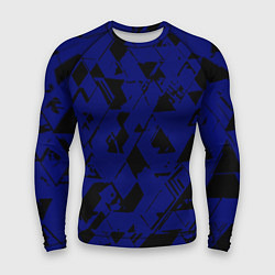 Рашгард мужской Синий с чёрными деталями абстракция, цвет: 3D-принт