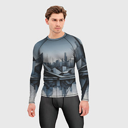 Рашгард мужской Небоскребы и скалы, цвет: 3D-принт — фото 2