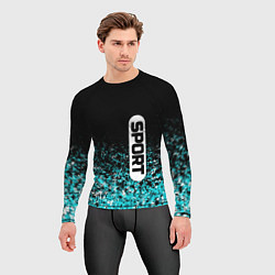 Рашгард мужской Sport чёрно-голубой пятнистый, цвет: 3D-принт — фото 2