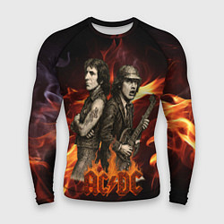 Рашгард мужской ACDC на фоне огня, цвет: 3D-принт