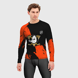 Рашгард мужской Анахайм Дакс - оранжевая краска, цвет: 3D-принт — фото 2