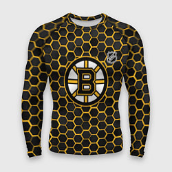Рашгард мужской Бостон Брюинз - черные соты, цвет: 3D-принт