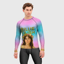 Рашгард мужской Билли Айлиш с цветочным венком на голове, цвет: 3D-принт — фото 2