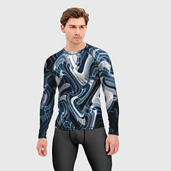Рашгард мужской Тёмно-синий искажённая абстракция, цвет: 3D-принт — фото 2